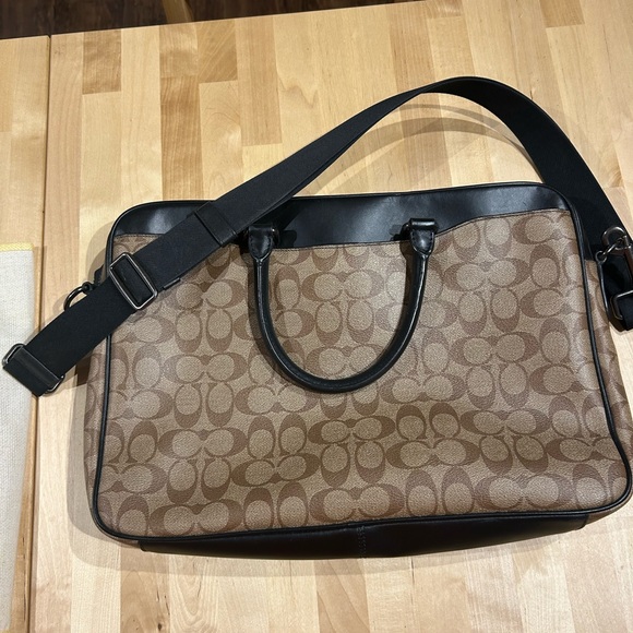 Coach Signature Brown and Black Laptop Bag - Picture 1 of 9
